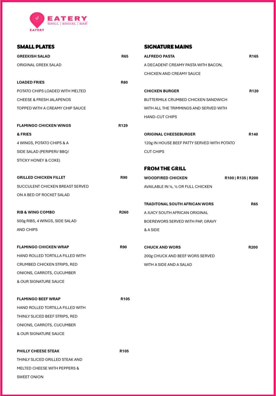 Food Menu Page 1