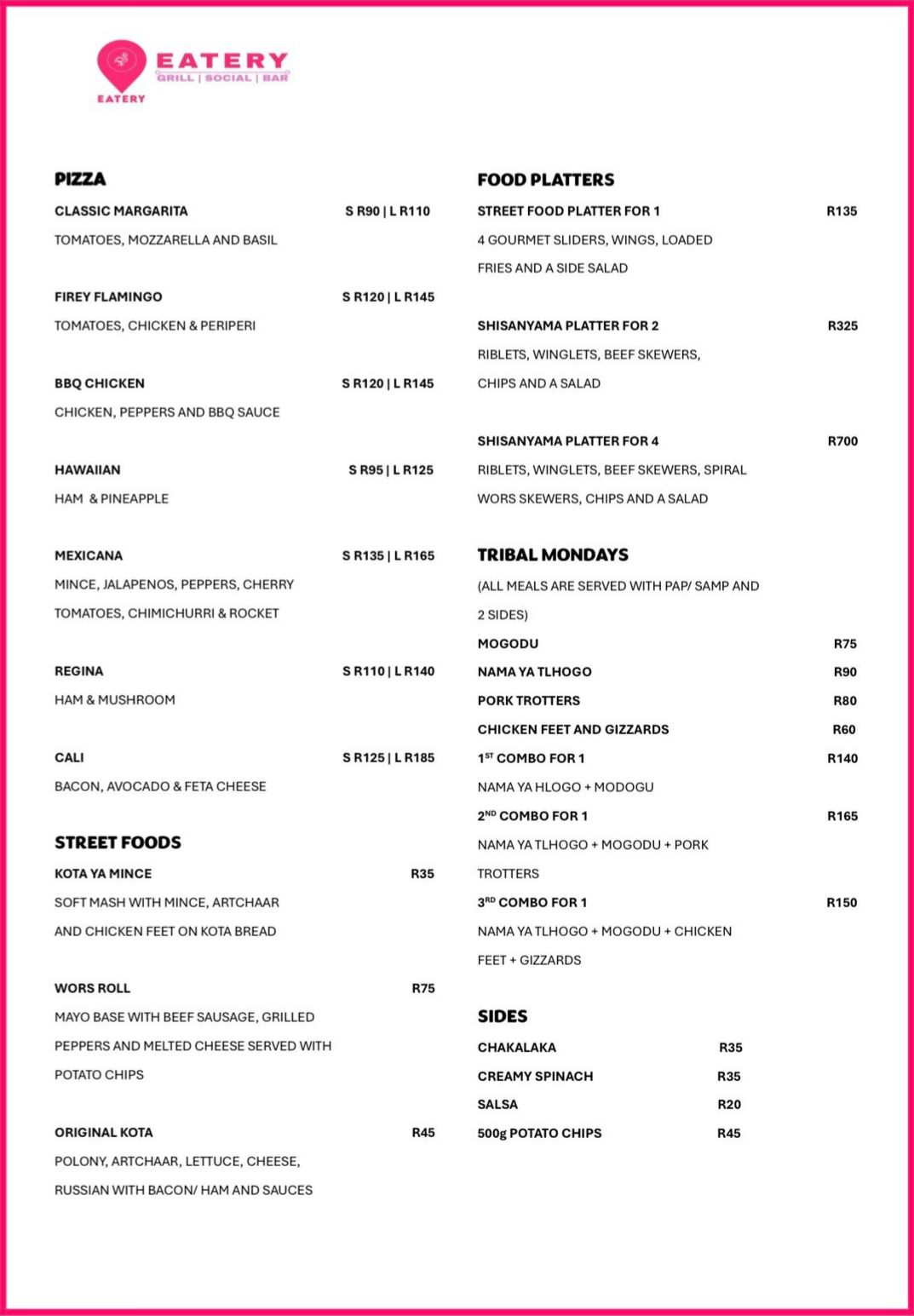 Food Menu Page 2